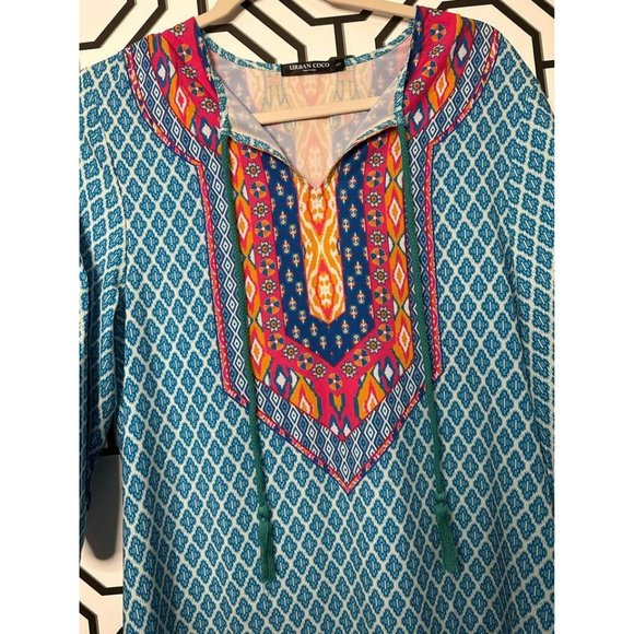 Urban Coco Ladies Vibrant Night Out Vacation Flowy Tunic Ladies Dress SZ Small - Picture 8 of 9